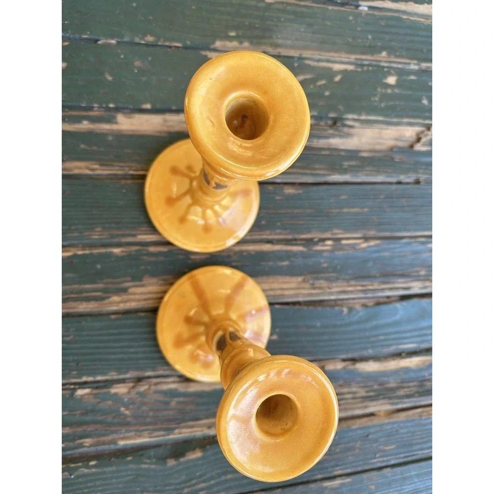 Abigails italy Yellow Pair Of Ceramic CandleStick‎ 12inch